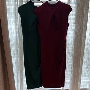 Miusol Red Sheath Dress Mock Neck Cap Sleeve